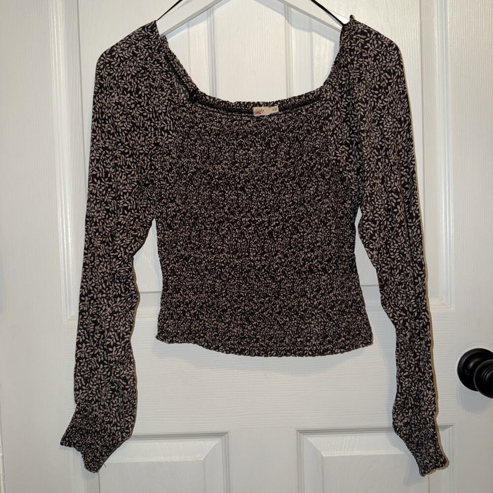 Faherty Women’s Beatrice Crop Smocked Blouse S Small Leaf Batik‎ Print